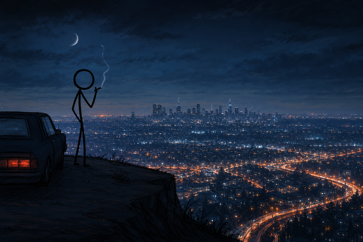Every story deserves to be told. Tell yours. The Overlook is a silent night-drive short — a climb up a cliff road, a cigarette over a sea of city lights, and a quiet reminder to go tell your own story.